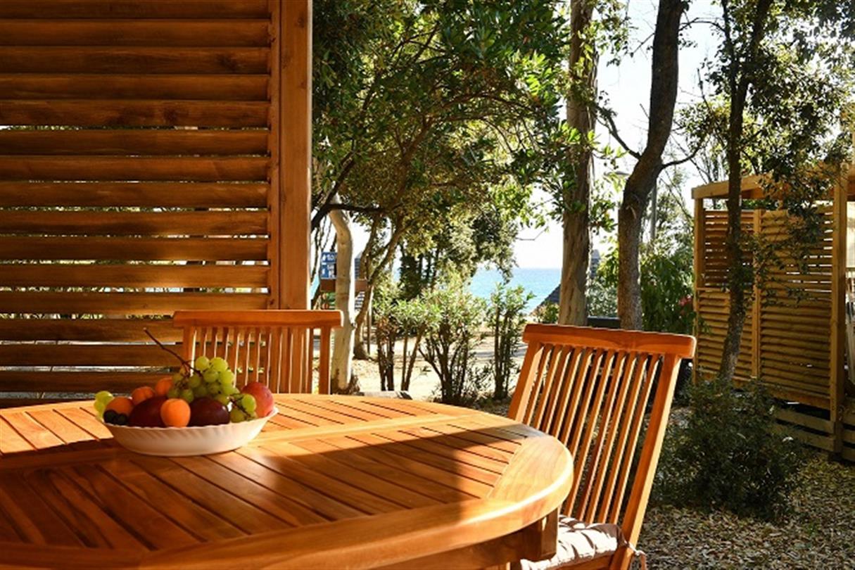Stacaravan 3 slaapkamers met zeezicht - Naturistencamping Corsica
